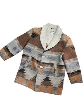 Vintage Pioneer Wear Chore Coat L XL USA Santa Fe Aztec Sherpa Lined